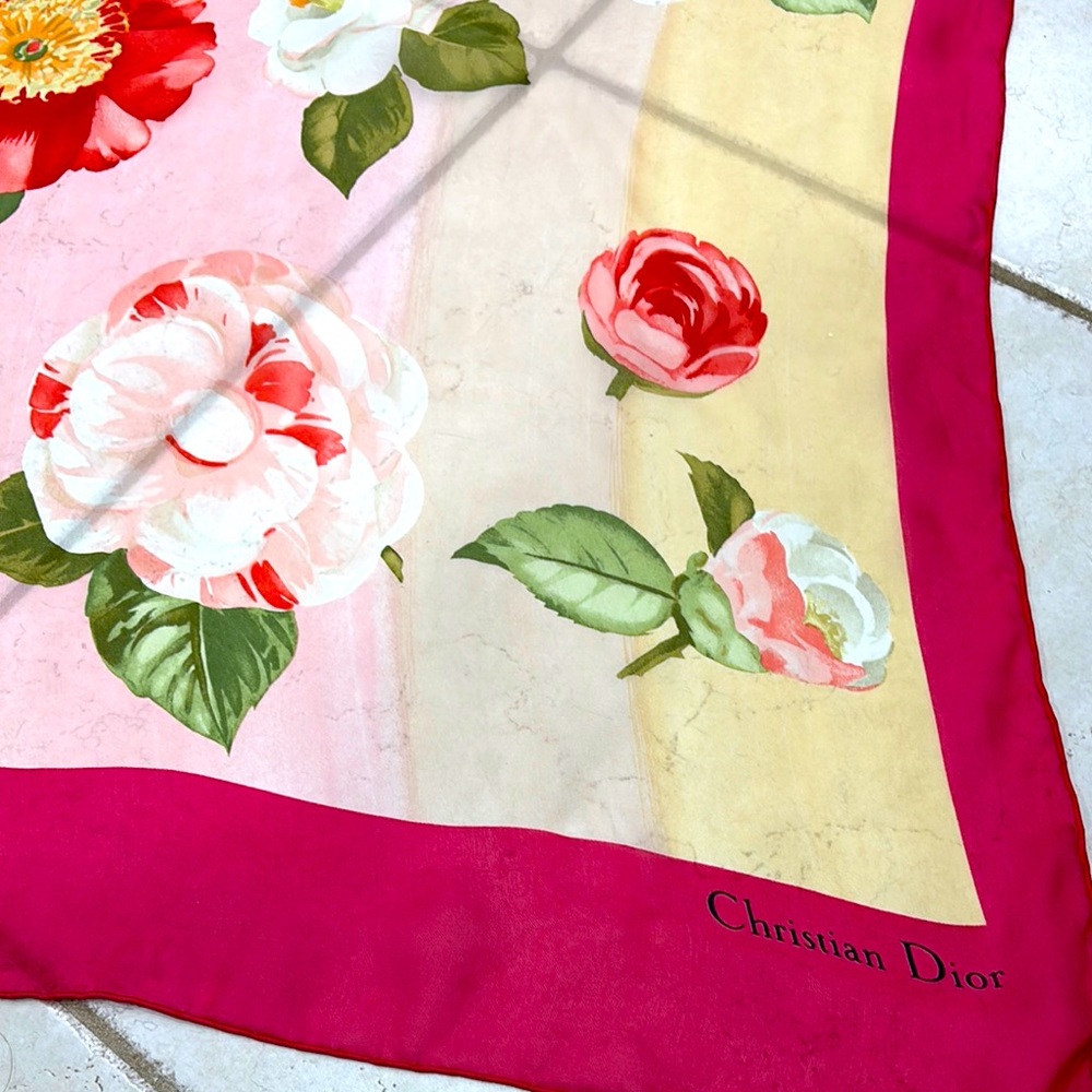 Christian Dior Floral Silk Scarf